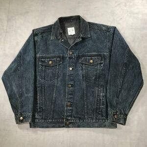 Vintage Stefano Jean Jacket Mens Medium Blue Stone Wash Denim 90s Trucker